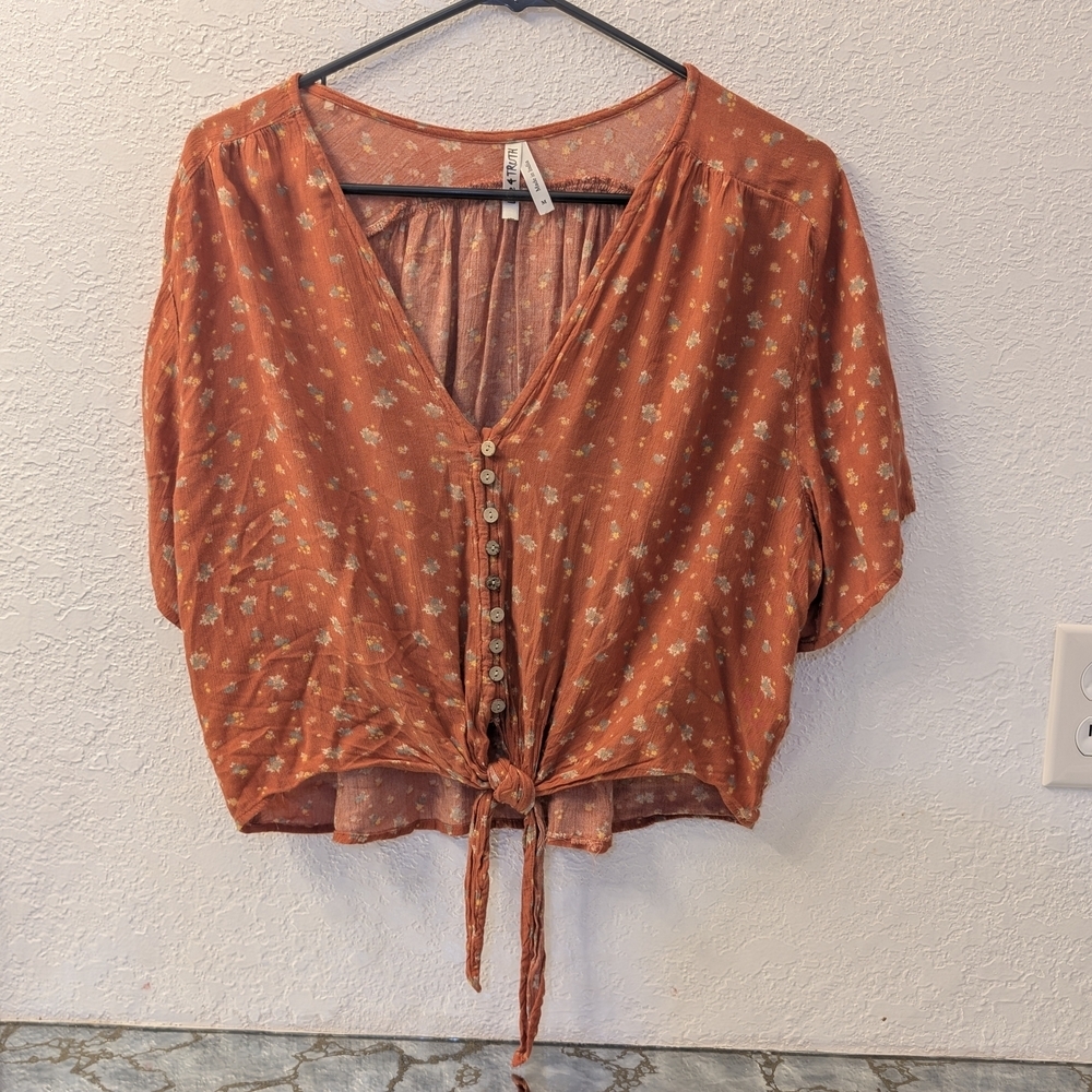 Rust Orange Button-Down Women Top
